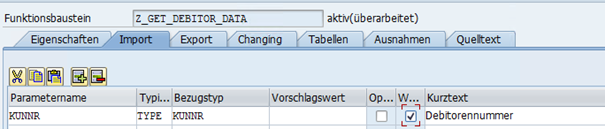 Funktionsbaustein - Import-Parameter