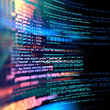 Bildschirm, auf dem vielfarbiger Code zu sehen ist.