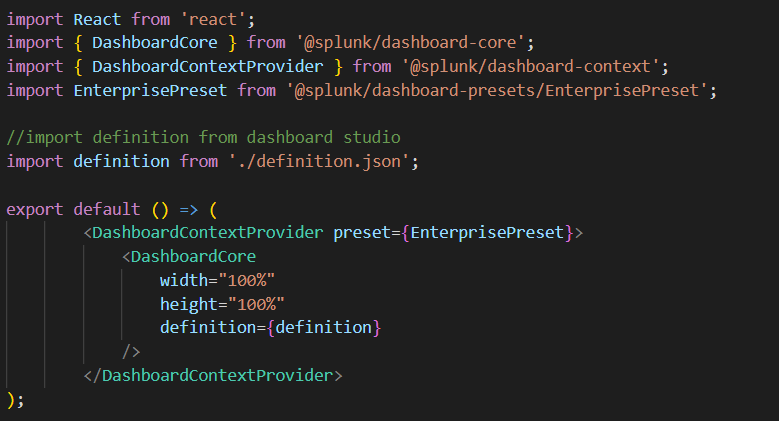 Inhalt der Dashboard-jsx-Datei