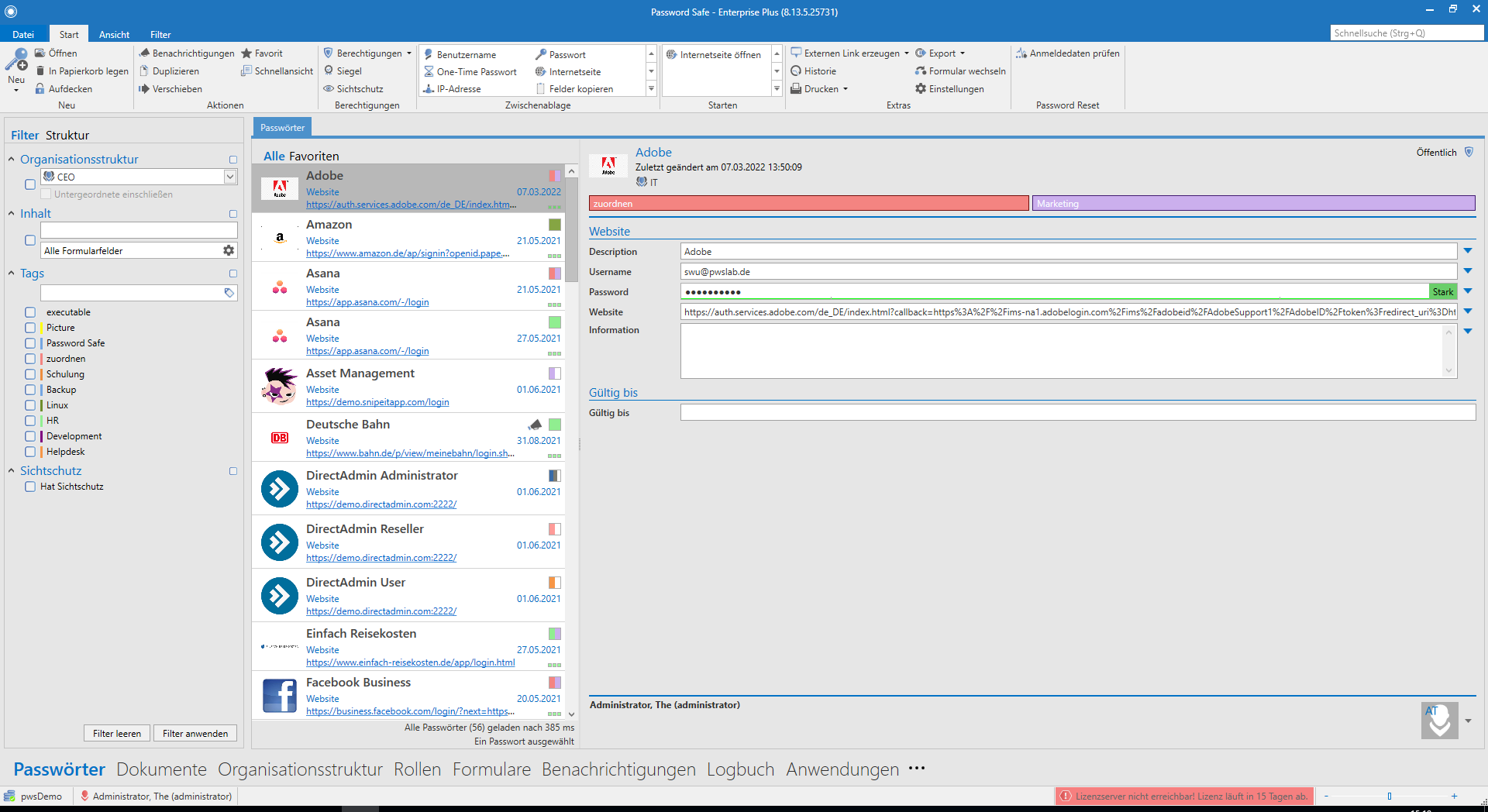 FullClient von MATESO Password Safe