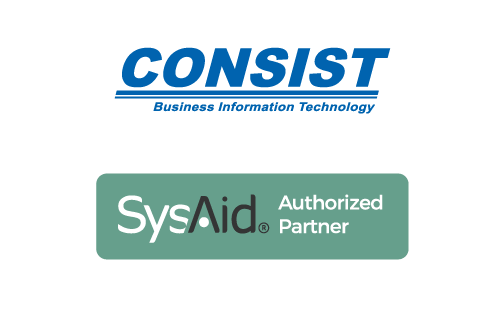 Das Logo von Consist steht über dem Logo der SysAid-Partnerschaft.