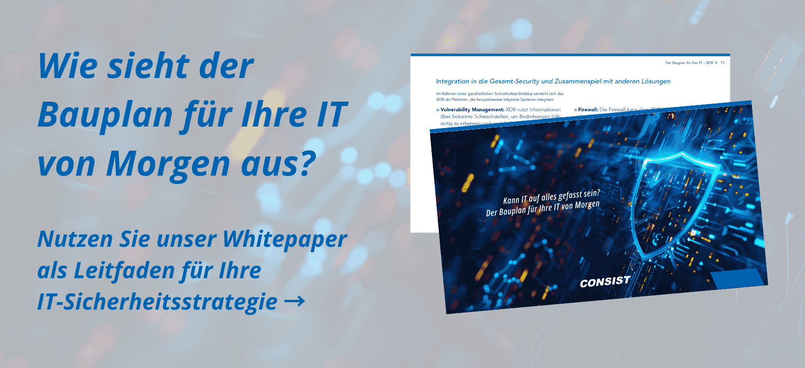 Ein Bild, das Einblick in zwei Seiten des Whitepapers ganzheitliche Security von Consist gibt