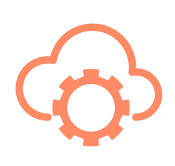 Cloud-management Icon mit einem Zahnrad vor einer Wolke